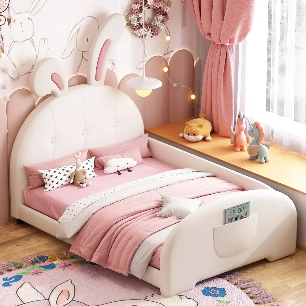 Twin Size Rabbit-Shape Princess Bed Frames with Headboard and Footboard