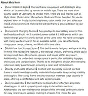 Satifur Full/Queen Size Bed Frame with LED Light and Charging Station, Wood Storage Headboard with 2-Tier Shelves,Metal Platform