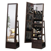 63.7" Lockable Rotating Jewelry Armoire with Full Length Mirror | Standing Storage Cabinet