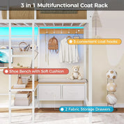 Twin Loft Metal Bed with L-Shaped Desk, Charging Station, LED Lights, and Storage Shelves