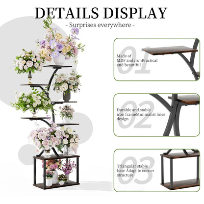 151CM Tall 7 Tier Tree-Shaped Plant Stand Display Rack Corner Flower Holder for Indoor Organizer Rack