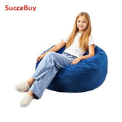 SucceBuy Bean Bag Chair Round BeaBag Chair with Removable and Washable Cover 25D Memory Foam Filled Lazy Sofa for Bedroom