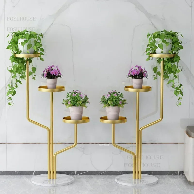 Eisen Indoor Balkon Blumenregale Wohnmöbel Bodentyp Blumentopf Ständer Wohnzimmer Mehrschichtiges Pflanzenregal S