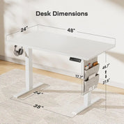 Marsail Standing Desk Adjustable Height Home Office Desk,‎48x24 Electric Standing Desk, Stand up Desk with Storage Bag