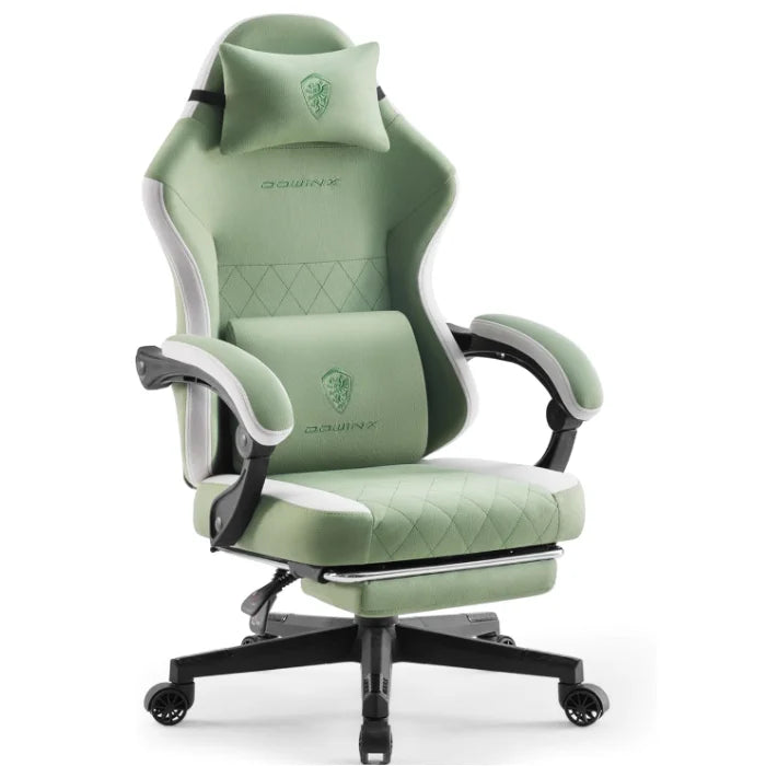 Dowinx Gaming Chair Fabric with Pocket Spring Cushion, High Back Ergonomic Computer Chair with Footrest for Adults
