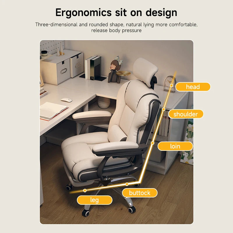 Ergonomic Executive Reclining Office Chair with Footrest Lumbar Support