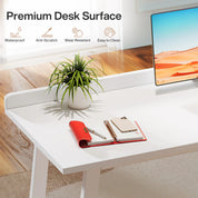 Tribesigns White Computer Desk with Drawers: 55 Inches Modern Home Office Desk with Storage, Small Wood Study Writing Work Table