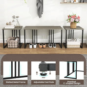 FurnishSpot® 4-Piece Modern Industrial Dining Table Set with Nesting Bench & Stools – Space-Saving & Heavy-Duty Steel Frame