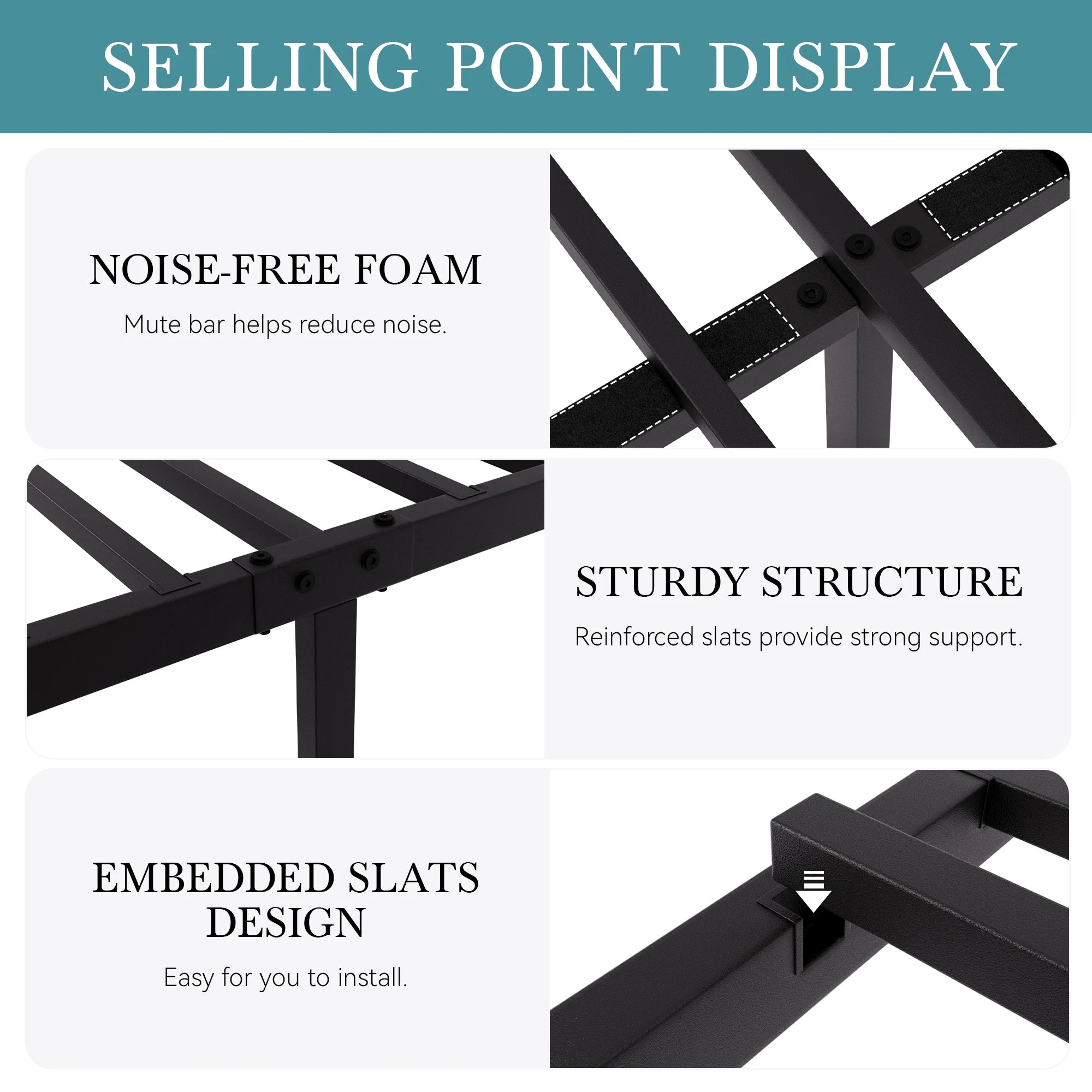 FurnishSpot Vintage Iron Metal Platform Bed Frame – Modern Circular Ring Design, Heavy-Duty Slats, Noise-Free Support (No Box Spring)