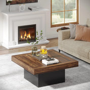 FurnishSpot Square Wooden Coffee Table – Modern Minimalist Coffee Table for Living Room