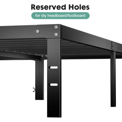 14 Inch High Full-size bed frame - Large heavy-duty metal platform beds frames w/storage space at the bottom, Full bed frame