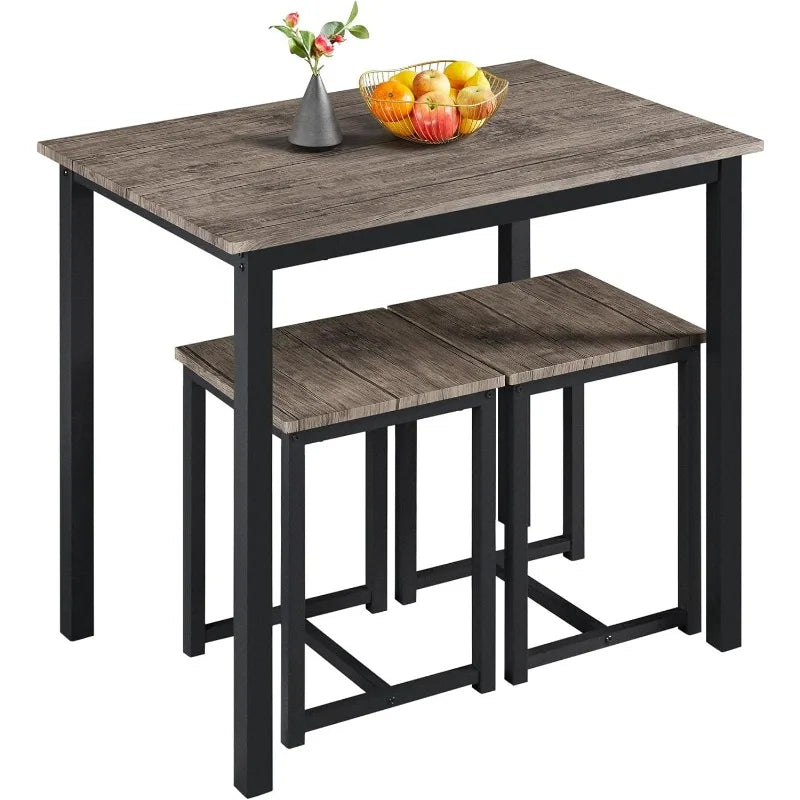 Dining Table Set - Kitchen Table & Chair Sets for 2 - Compact Table W/ 2 Stools & Space Saving Design for Dining Room