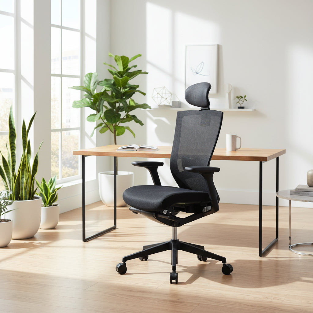 FurnishSpot™ Ergonomic Mesh Office Chair – Adjustable Swivel Desk Chair with Lumbar Support, Reclining Back & Rolling Wheels