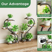 Indoor 4 Tiered Metal Plant Stand with Grow Light