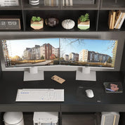 Double Office Desk with Drawers and Doors, 2-Person Home Office Desk , Double Computer Desk Workstation , Study Writing Table