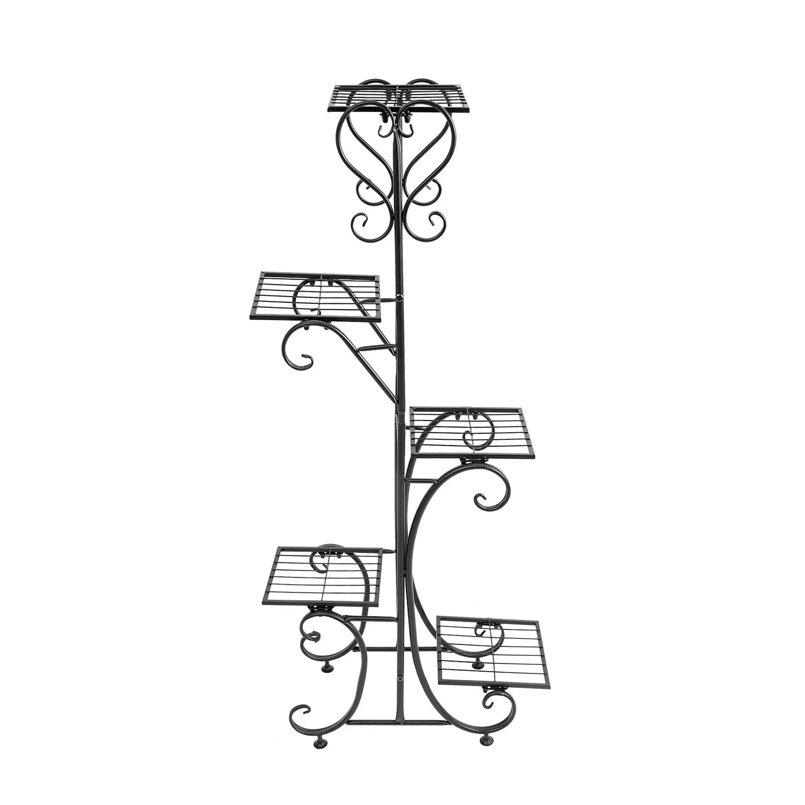 Upgraded 5-Tray Flower Stand | Floor Standing, Baking Paint, 19.689.8441.73in, Modern Style 5-Tier Plant Rack with Square Trays