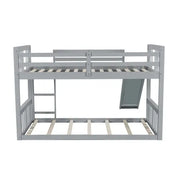 Twin Over Twin Bunk Bed with Slide and Ladder, Gray