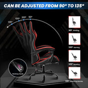Ergonomic Racing Style Height Adjustable & 90°-135° Tilt Function Gaming Chair with Footrest