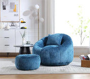 Modern Extra Large Round Bean Bag Chair with Footrest – Stylish Chenille Fabric, High-Density Memory Foam, Ultimate Comfort