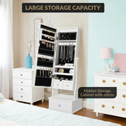 Freestanding Kids Jewelry Armoire with Full-Length Mirror, LED Light & 3 Storage Drawers