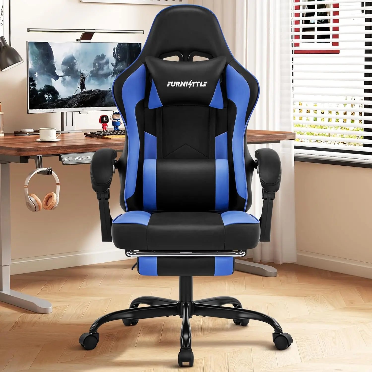 Ergonomic Gaming Chair with Footrest, Armrest, and Lumbar Support