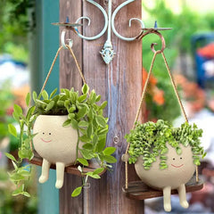 Lovely Swing Face Planter Pot - Charming Plant Hanger Baskets