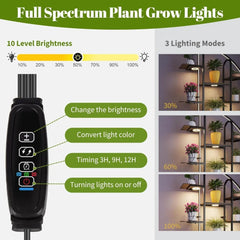 Big Plant Stand Indoor with Grow Lights and LED Light, 61”Tall Metal Plant Shelf Flower Stand for Multiple Plants, 9 Tier Moon-S