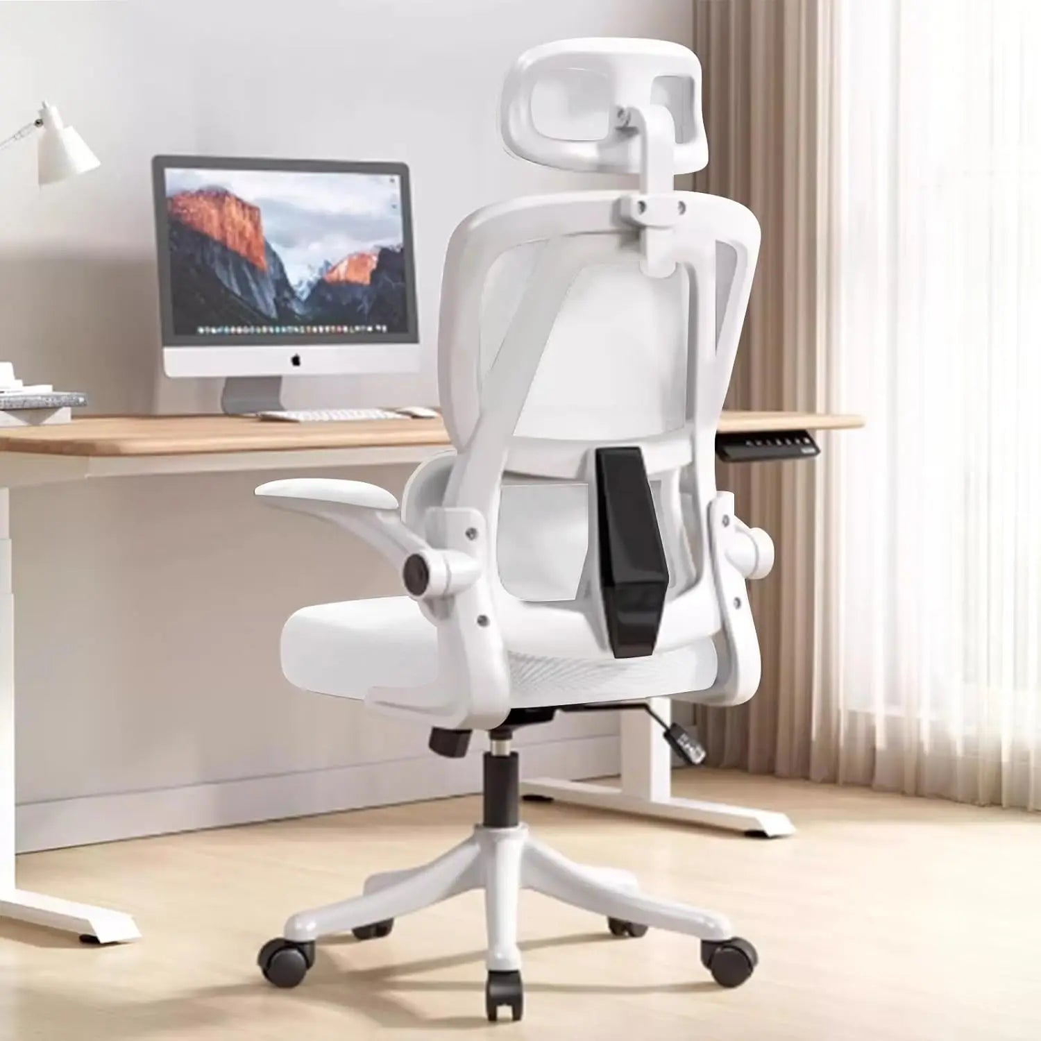 Ergonomic Office Chair Computer Desk Chairs with Flip-up Armrests and Lumbar Support, High Back Mesh Gaming Chairs Rolling Work