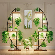 Half Moon Indoor Plant Stand with Grow Lights
