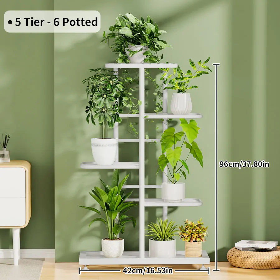 Plant Shelves Iron Potted Flower Plant Stand Rack Multiple Flower Pot Holder Shelf Indoor Outdoor Planter Display Organizer