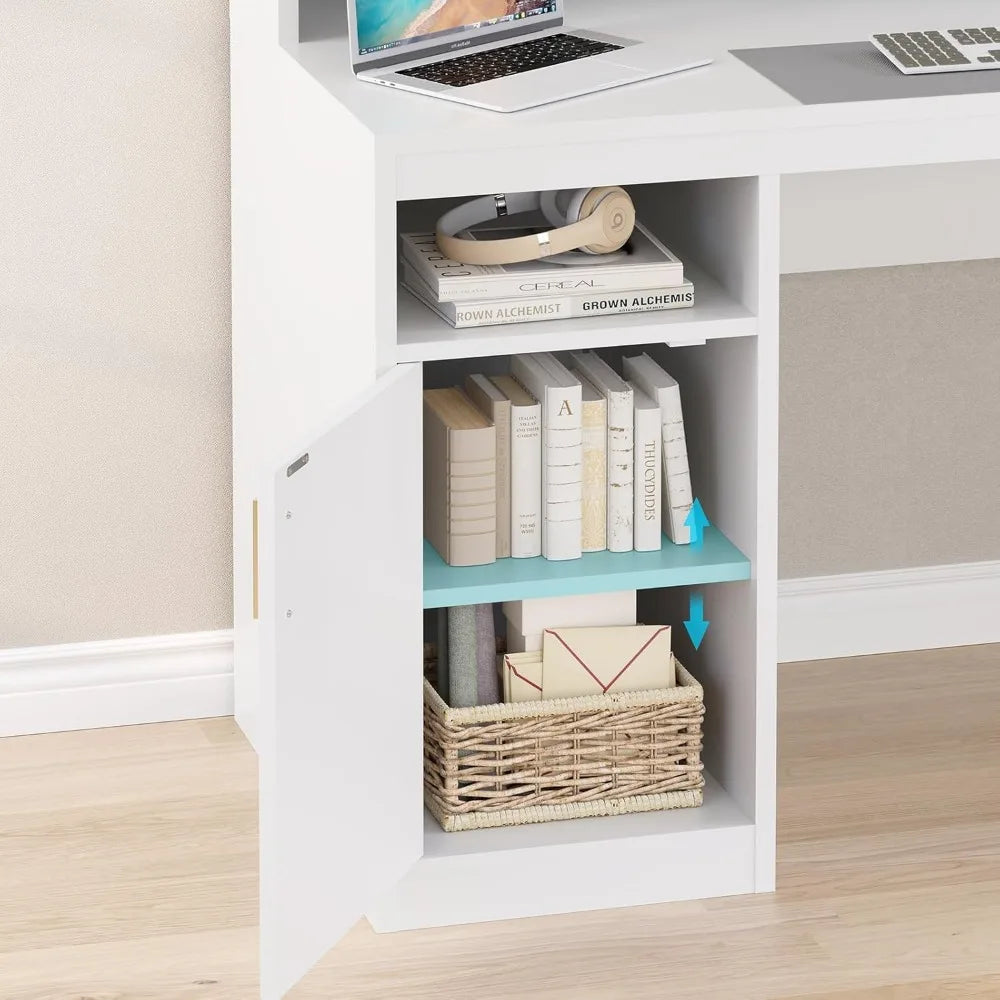 Computer Desk with 3 Drawer & Storage Shelves