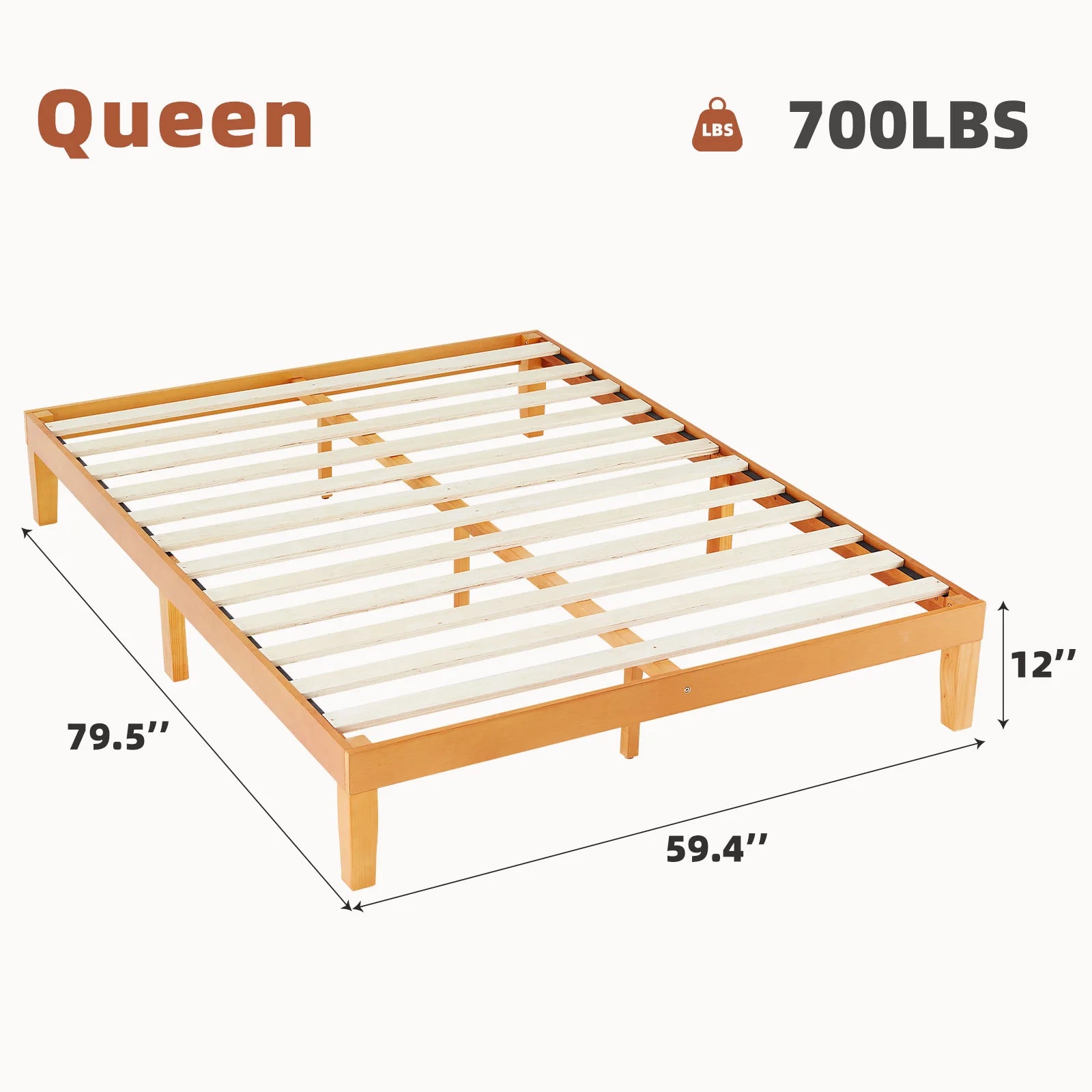 JHK Solid Pine Wood Bed Frame – Durable, Minimalist Wooden Platform Bed for Bedroom, Noise-Free, Eco-Friendly and Easy Assembly