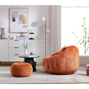 Modern Extra Large Round Bean Bag Chair with Footrest – Stylish Chenille Fabric, High-Density Memory Foam, Ultimate Comfort