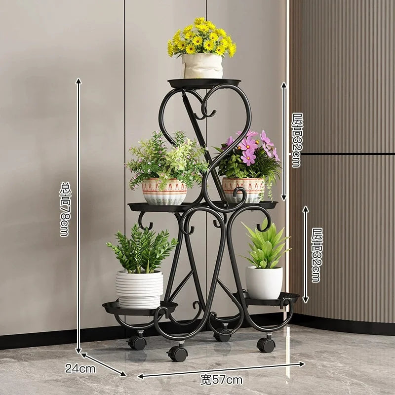 Balcony Flower Stand Storage Rack Modern Flower Stand Flower Multi-Layer Metal Shelves Plant Rack Plant Pot Stand Decor Garden
