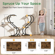 Indoor 4 Tiered Metal Plant Stand with Grow Light