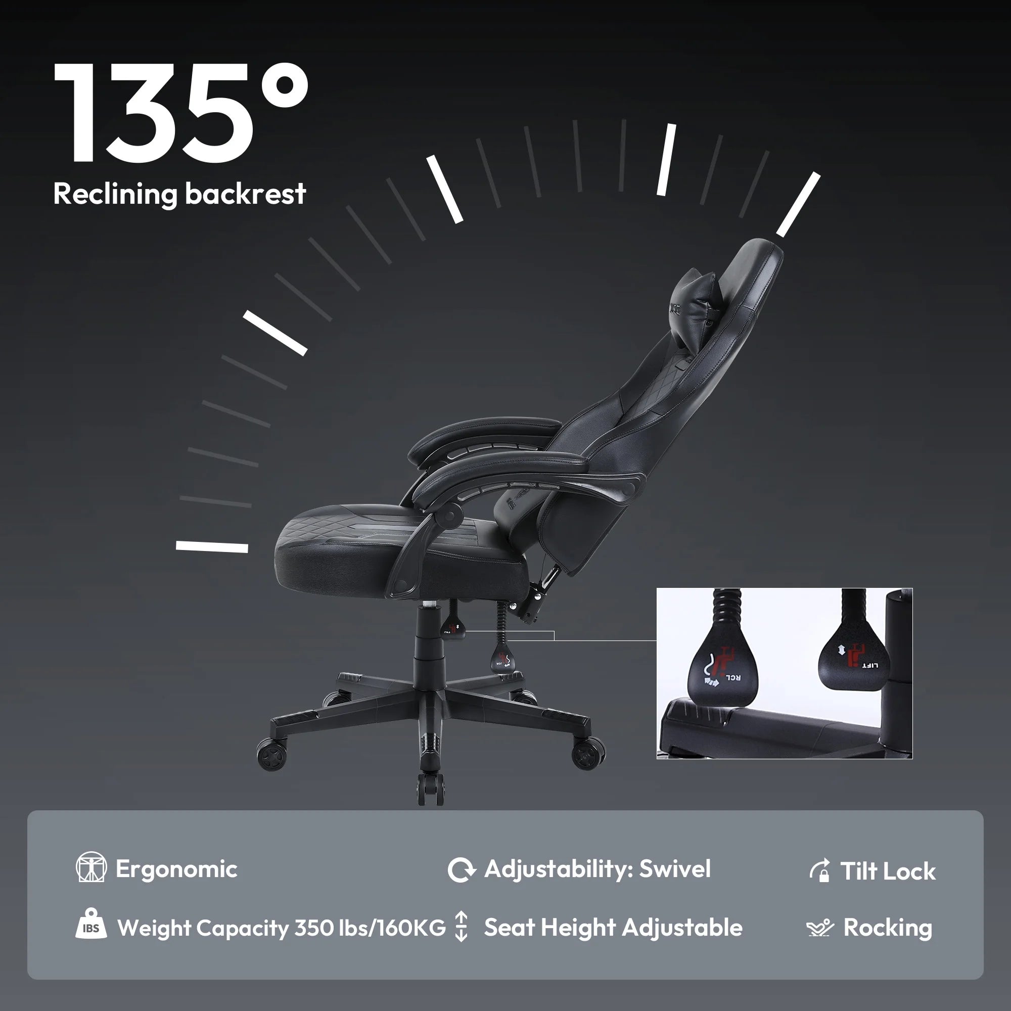 Ergonomic Gaming/Office Chair with Pocket Spring Cushion