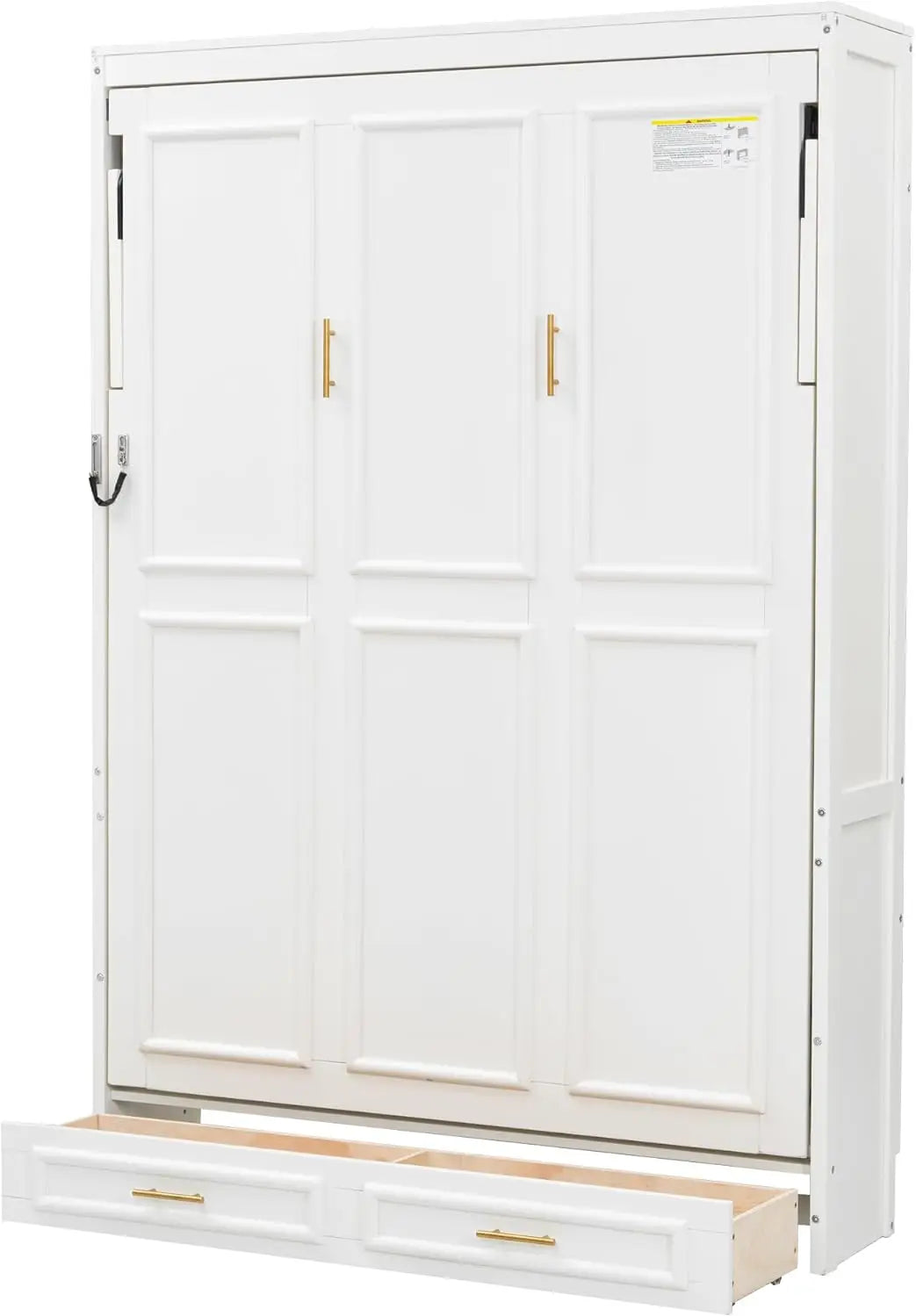 FurnishSpot™ Full Size Murphy Bed with Storage Drawers – Vertical Fold-Down Wall Bed Cabinet