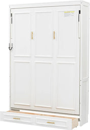FurnishSpot™ Full Size Murphy Bed with Storage Drawers – Vertical Fold-Down Wall Bed Cabinet