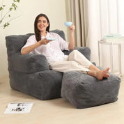 Bean Bag Sofas, Comfy Gaint Beans Bags Chair with Ottoman, Huge Beans Bags Armchair for Adults and Teens, Beans Bags Sofas