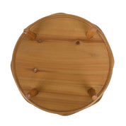 Rustic Rattan Plant Stand Round Weather Resistant Indoor Outdoor Display Holder Wooden Flower Pot Stand Home Garden Décor