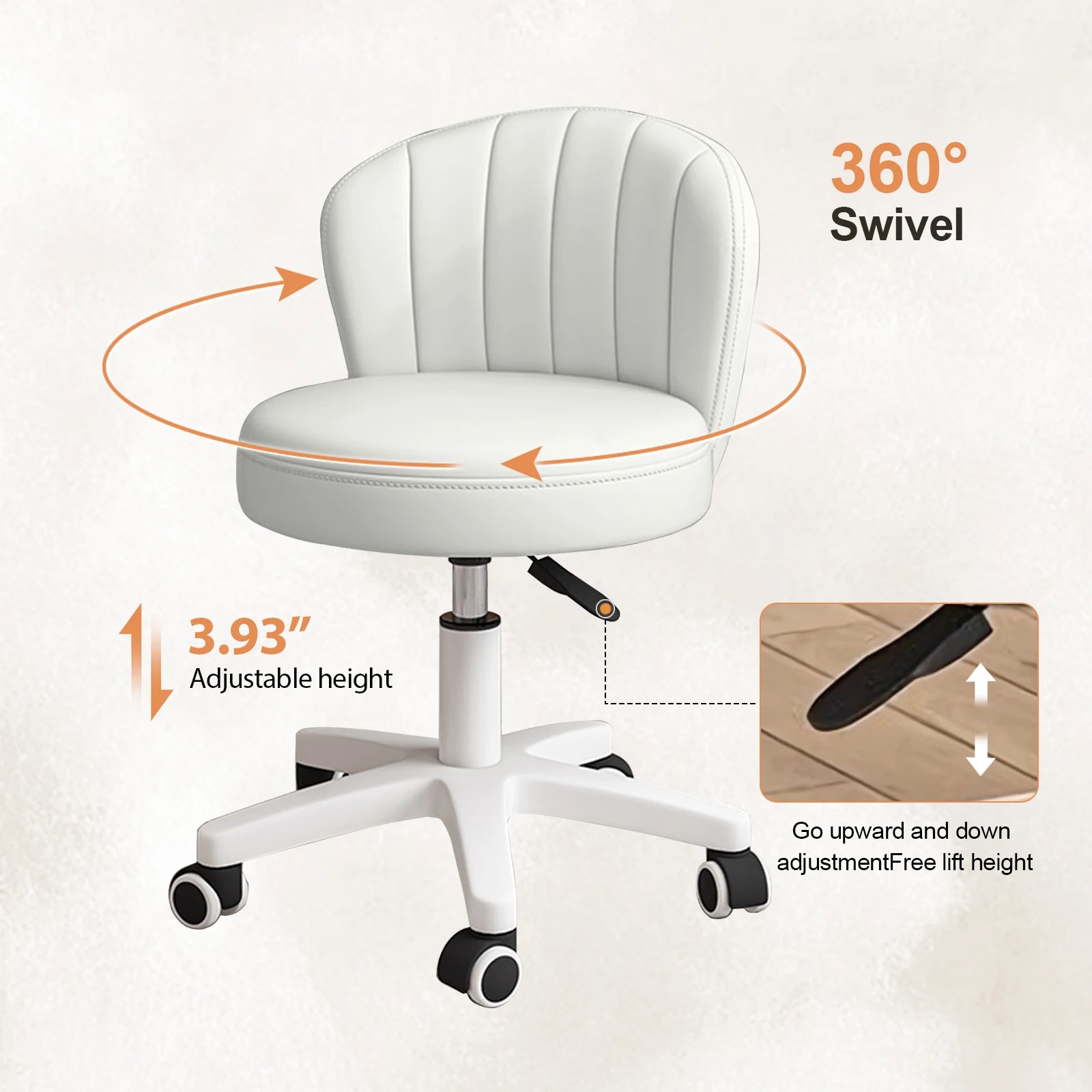 Small Round Rolling Armless Comfy Office Chair