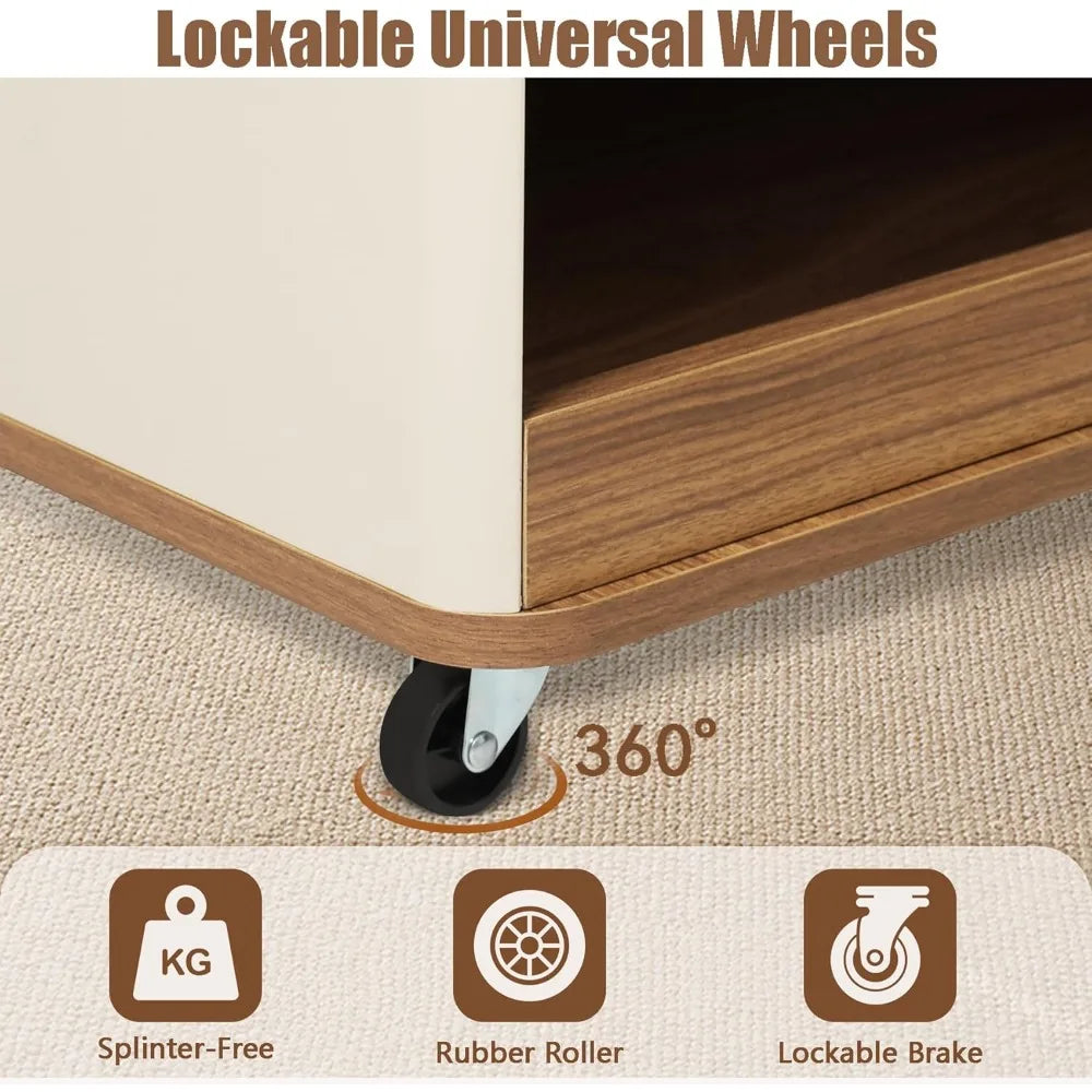FurnishSpot Convertible Coffee Table Set with Storage & Casters | Modular Walnut Center Tables