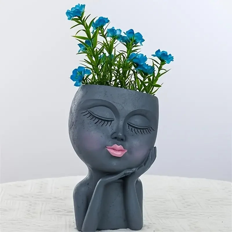 Shy Girl Face Planter - Creative Faux Human Resin Crafts