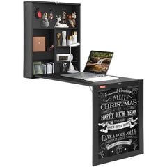 Space Saving Wall Mounted Folding Computer Desk with Storage