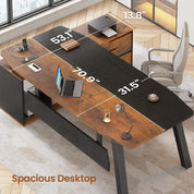FurnishSpot® Executive L-Shaped Desk with File Drawer, Storage Cabinet & Built-In Charging Station