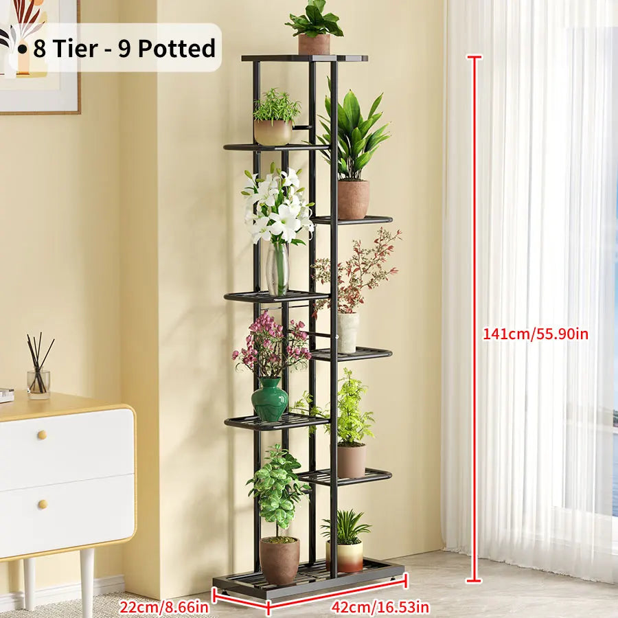 Plant Shelves Iron Potted Flower Plant Stand Rack Multiple Flower Pot Holder Shelf Indoor Outdoor Planter Display Organizer