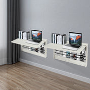 FurnishSpot Wall-Mounted Folding Table | Space-Saving Fold-Down Desk with Shelf
