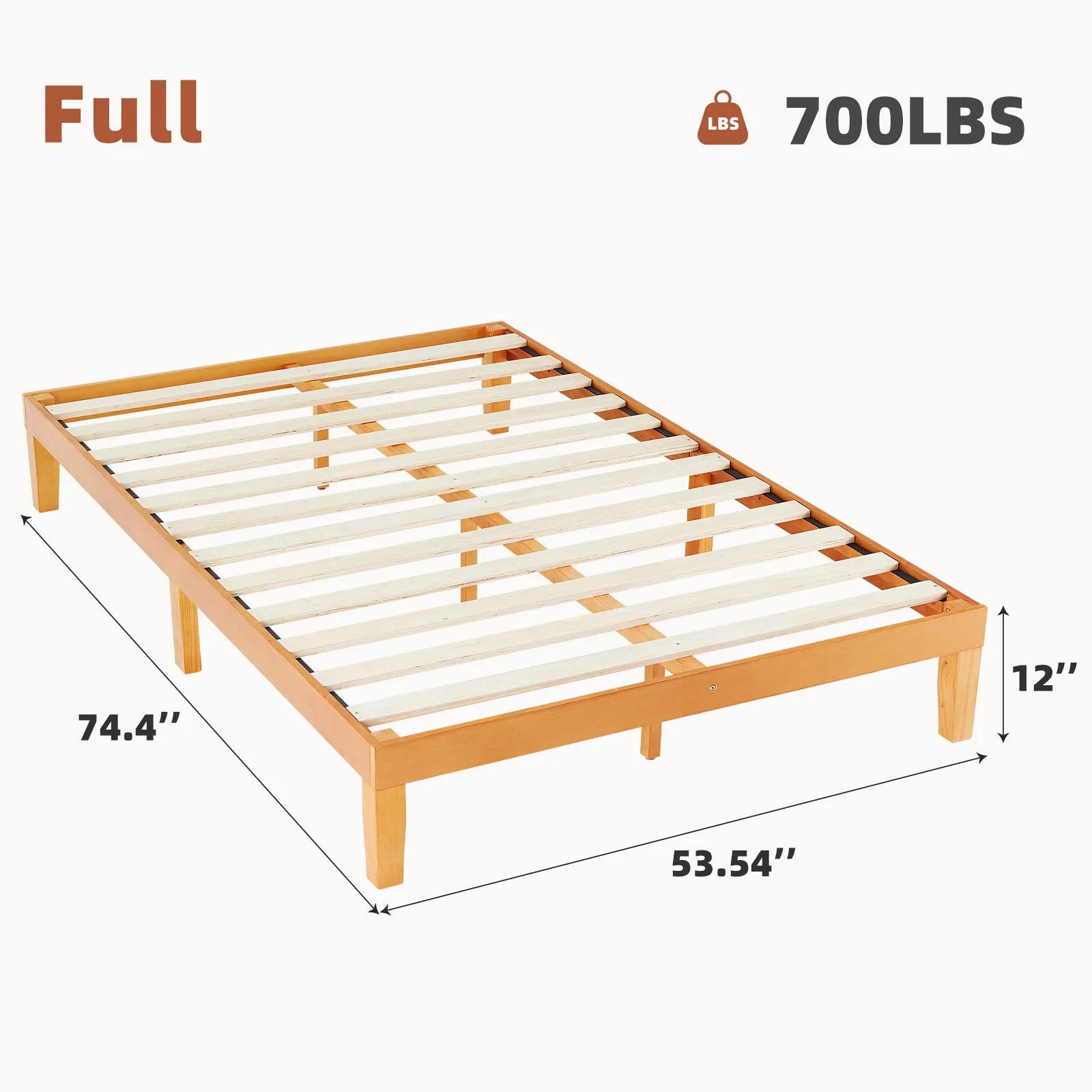 JHK Solid Pine Wood Bed Frame – Durable, Minimalist Wooden Platform Bed for Bedroom, Noise-Free, Eco-Friendly and Easy Assembly