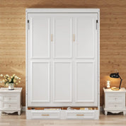 FurnishSpot™ Full Size Murphy Bed with Storage Drawers – Vertical Fold-Down Wall Bed Cabinet