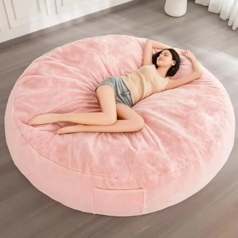 Bean Bag Chair for Adults, Large 6 ft Bean Bag Chair w/Foam Filling, Ultra Soft Fur Lazy Sofa, Machine Washable Cover
